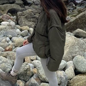 Free People Green Lightweight Zip-Up Jacket